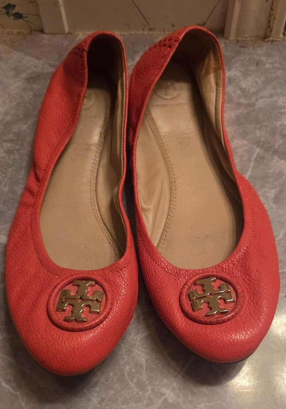 Tory Burch  Red Leather Ballet Flats